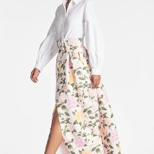 Sachin & Babi Florence Gown in White/Pink Lemonade Bouquet